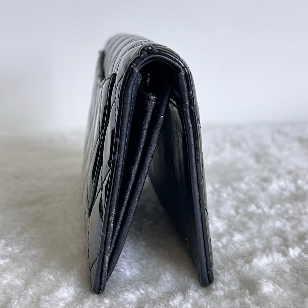 Chanel Classic Long Flap Wallet in Black Quilted Patent Leather - Picture 6 of 15